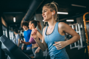 ACG Glutathione supplement helps woman exercise on treadmill