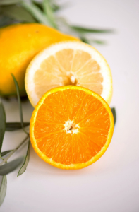 Orange and Lemon cut in half, full of immune boosting vitamin C and nutrients