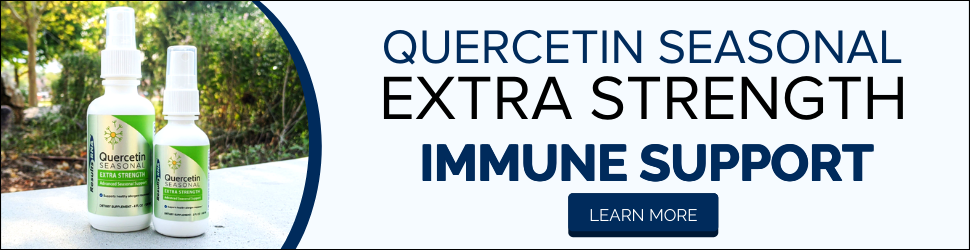 Banner featuring Quercetin Seasonal immune support spray by Results RNA
