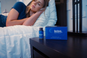 woman sleeping soundly after taking Resteva Rx