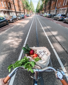 biking with groceries to boost immune health