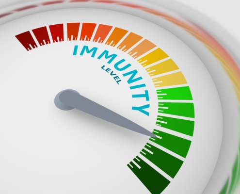 Color scale with arrow from red to green. The immunity level measuring device icon. Sign tachometer, speedometer, indicators. Colorful infographic gauge element. 3D rendering Visit Results RNA for more information about immune support. Take that all-important step to boost your overall health.